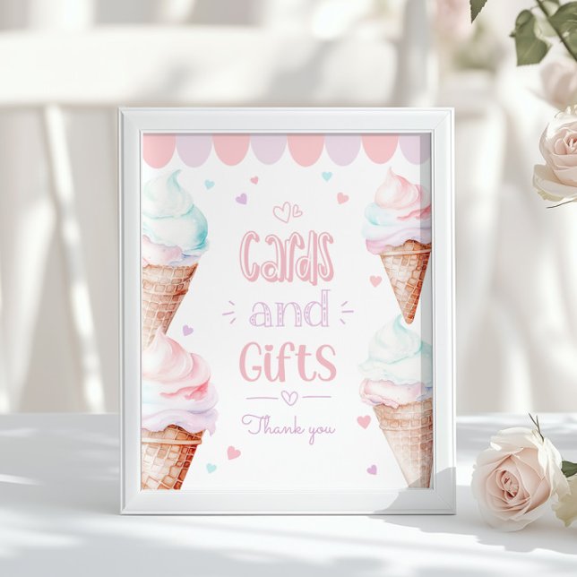 Poster Ice cream Cards and gifts birthday pastel (Criador carregado)
