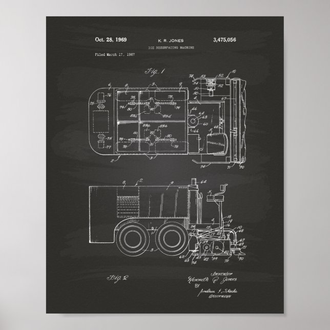 Poster Ice Machine 1969 Patent Art - Chalkboard (Frente)