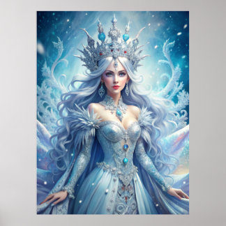 Poster Ice Queen Fantasy – Winter Goddess Portrait Art