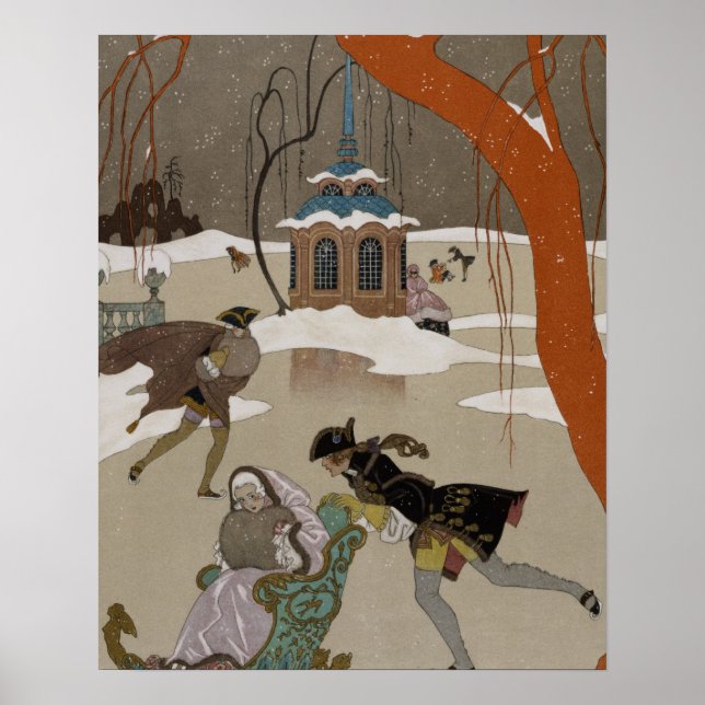 Póster Ice Skating no lago congelado (Frente)