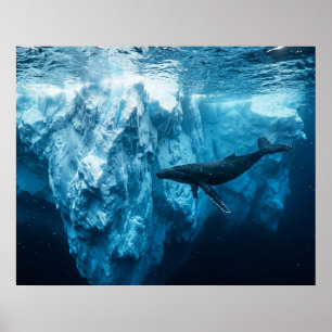 Poster Iceberg submarino e uma baleia-jubarte