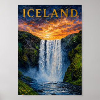 Poster Iceland: Mystic Glow Waterfall Art Souvenir