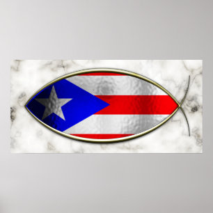 Póster Ichthus - bandeira porto-riquenha