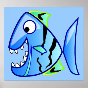 Póster ícone-27971 ícone azul no tema peixe apps piranh