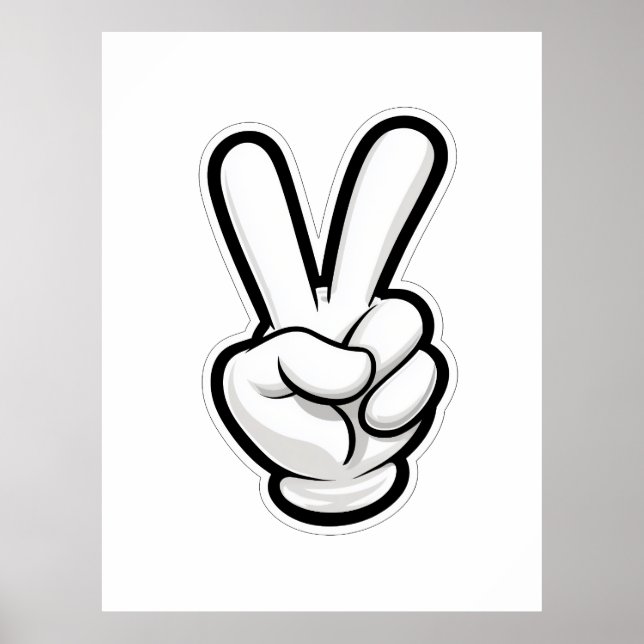 Poster Ícone Clássico do Símbolo da Paz com a Mão (Frente)