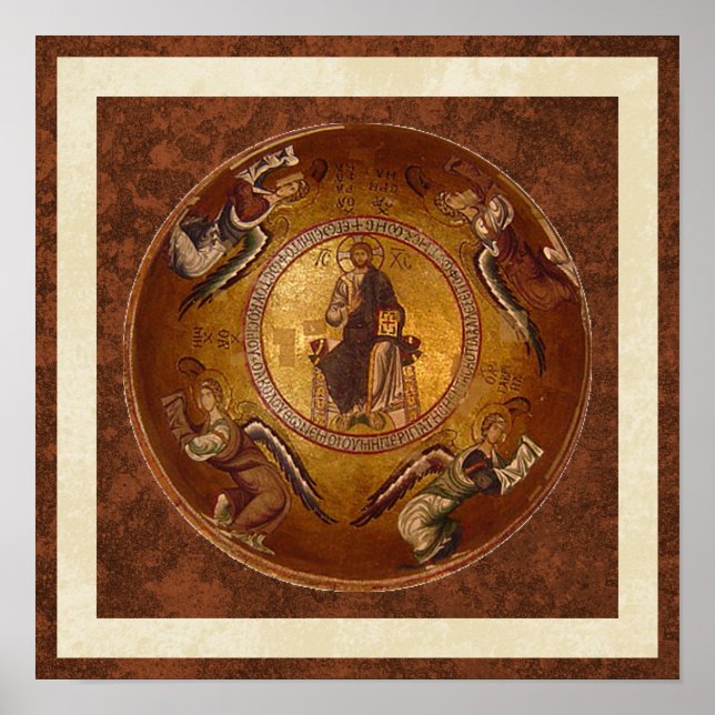 Poster Ícone Cristão Pantakrator de Jesus Cristo (Frente)