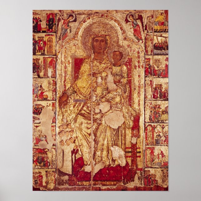 Poster Ícone da Virgem e da Criança, c.1300 (Frente)
