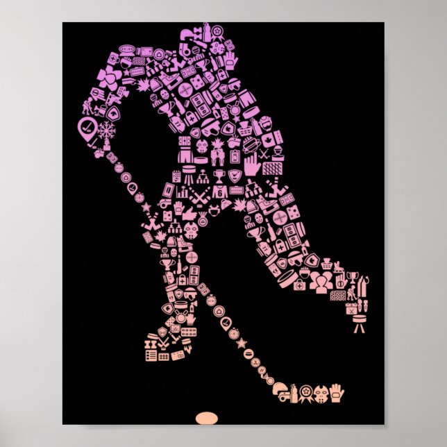 Poster Ícone de Jogadora de Hóquei Equipamento de Jogador (Frente)