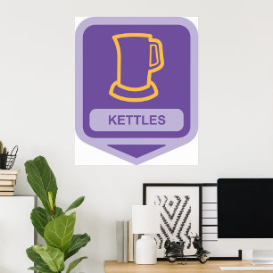 Poster Ícone de Kettles Roxo e Amarelo Moderno