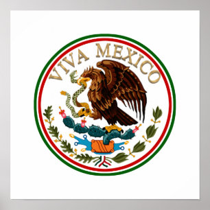 Póster Ícone de Sinalizador Viva México com Texto Doura