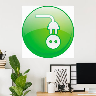 Poster Ícone de Tomada Elétrica Verde