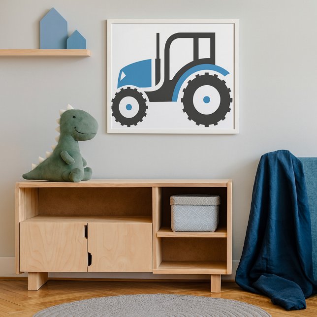 Poster Ícone de Trator Agrícola Azul e Cinza (Criador carregado)