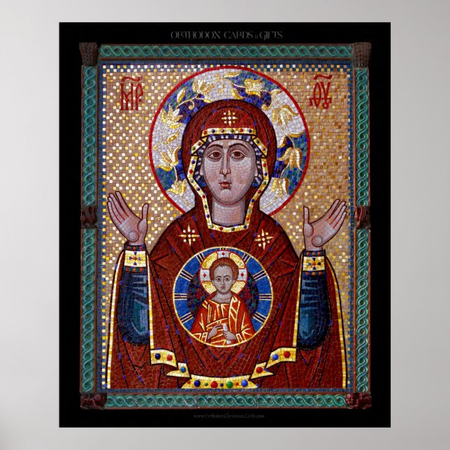 Póster Ícone mosaico Theotokos "do Sinal" (Frente)
