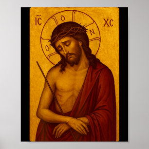 Poster Ícone Ortodoxo Bizantino de Jesus Cristo O
