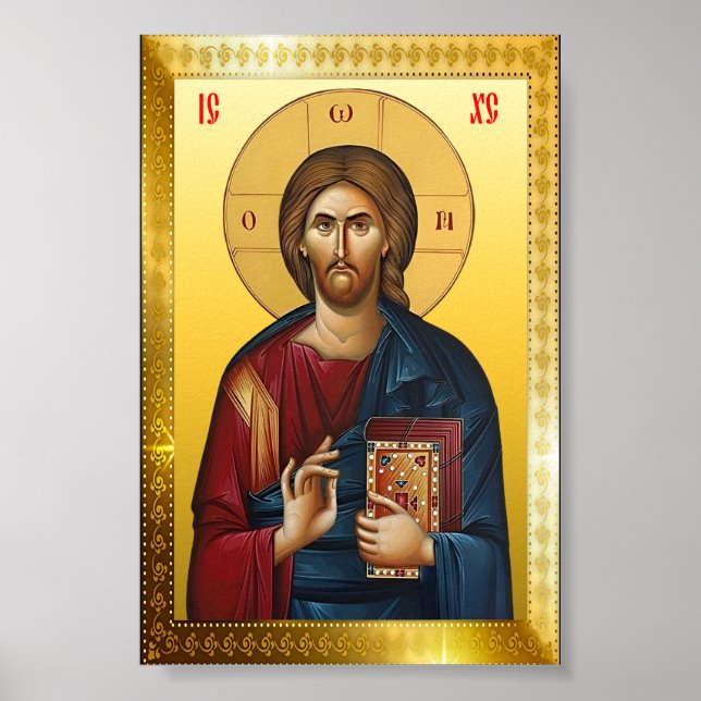 Poster ícone ortodoxo de Jesus Cristo (Frente)