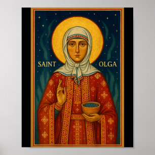 Poster Ícone Ortodoxo de Santa Olga do Alasca