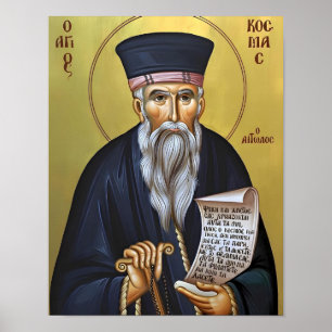 Poster Ícone Ortodoxo de São Cosme de Etólia