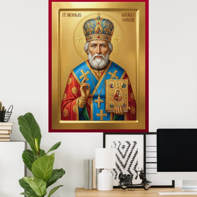 Poster ícone ortodoxo de São Nicolau (Escritório em casa)