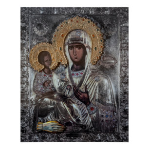 Póster Ícone Religioso Virgem Maria Três Mãos