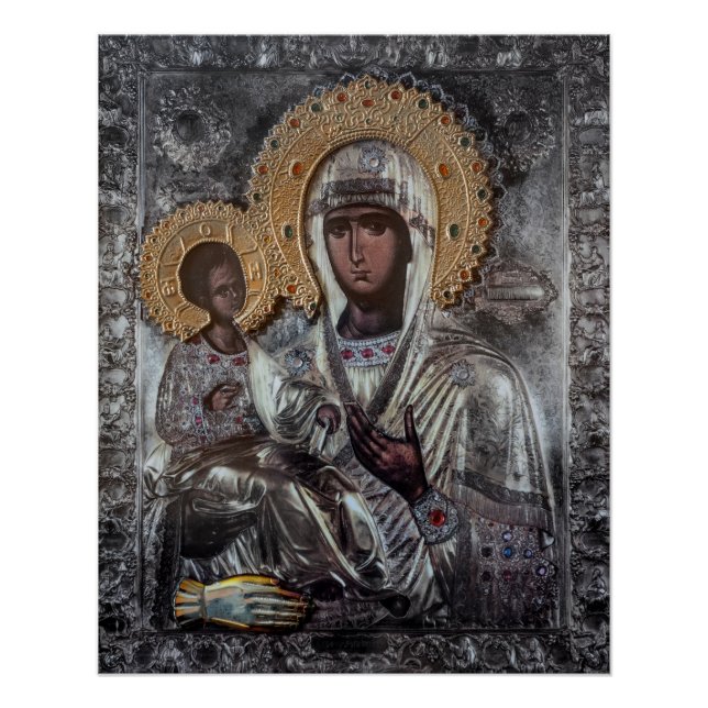 Póster Ícone Religioso Virgem Maria Três Mãos (Frente)