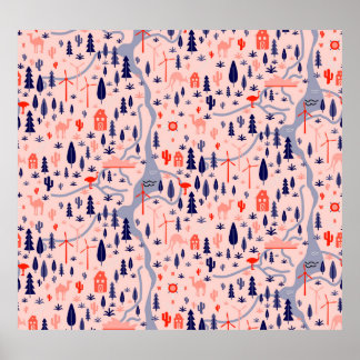 Poster Ícones australianos, padrão decorativo perfeito.