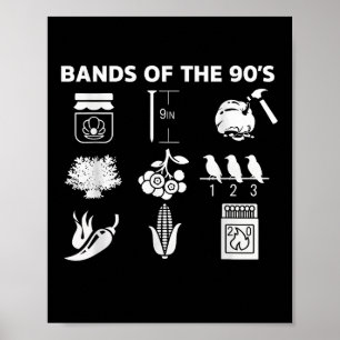Poster Ícones das Bandas de Música dos anos 90 Pop Cultur