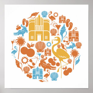 Poster Ícones de Florida