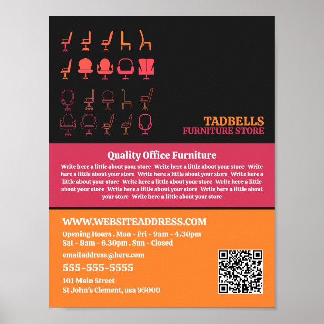 Poster Ícones de Presidente - Vendas da Loja de Mobiliári (Frente)