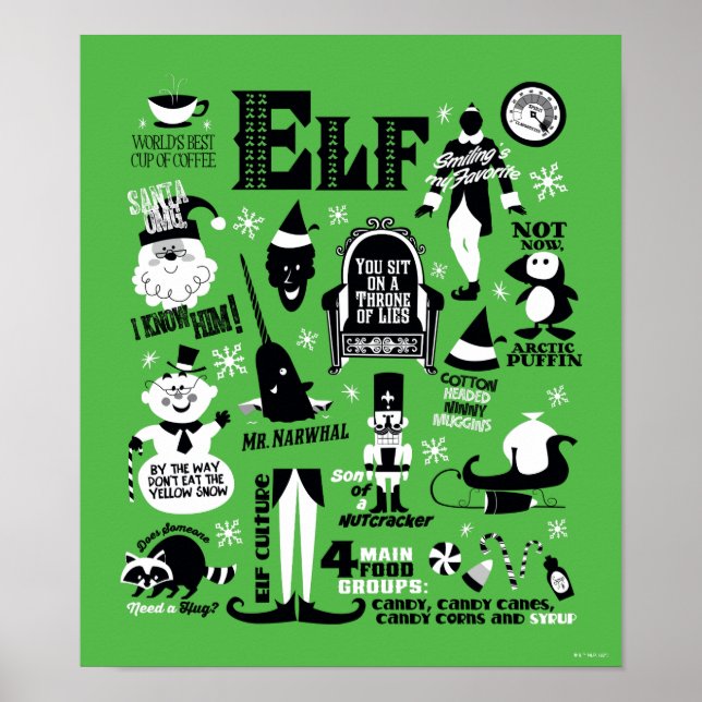 Poster Ícones do Elf e citações de filmes (Frente)