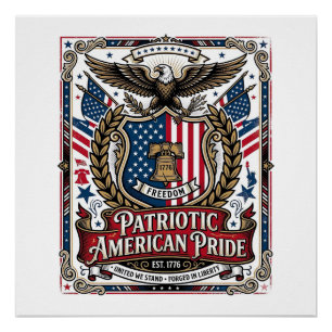 Póster Ícones e Símbolos de Liberdade do Escudo Patriótic