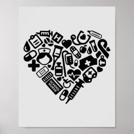 Poster Ícones médicos para enfermeiros escolares; cuidado