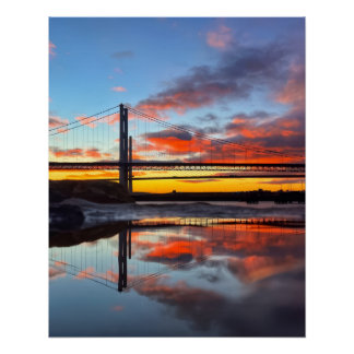 Póster Iconic Forth Bridges Sunset Reflection Art Print 