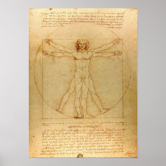 Póster Iconic Leonardo da Vinci Vetruvian Man (Frente)