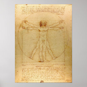 Póster Icônico Leonardo da Vinci Homem Vetruviano