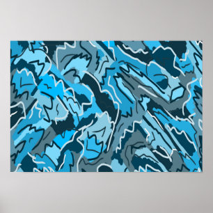 Poster Icy Blue Marbled Abstrato