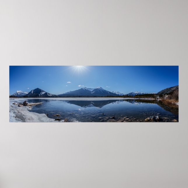Poster Icy Vermilion Lake Mountain Refletir Panorama (Frente)
