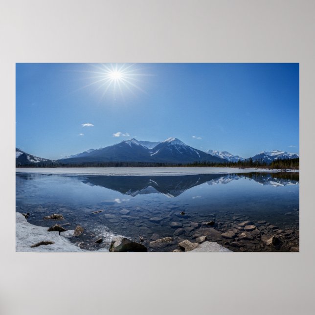 Poster Icy Vermilion Lake Mountain Refletir Panorama (Frente)