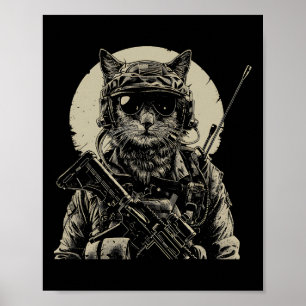 Poster Id Do Soldado Do Veterano Da Arte Tática Para Gato