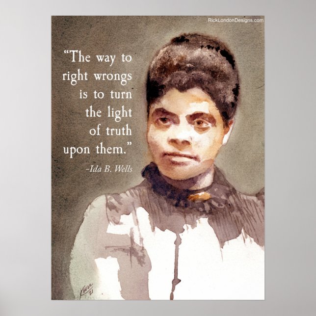 Poster Ida B Wells E Citação "Direita E Errada" (Frente)