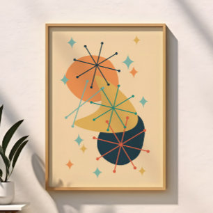 Poster Idade Atômica Retro Moderno Meados do Século Abstr