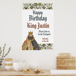Poster Idade Média Renascimento Medieval Rei Aniversário 