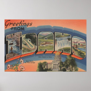 Póster Idaho (capital de estado/flor) - grande letra