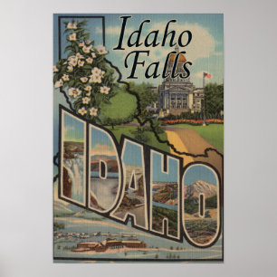 Poster Idaho Falls, Idaho - Large Letter Scenes
