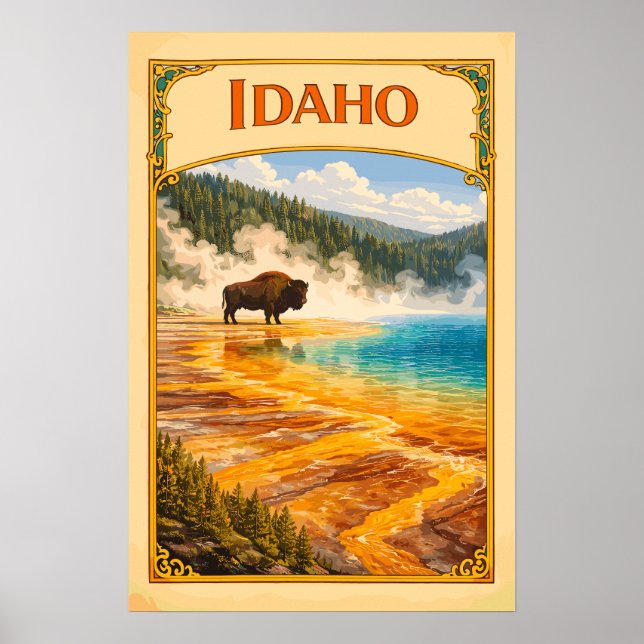 Poster Idaho Grand Prismatic Spring Vintage (Frente)