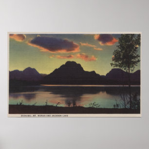 Póster Idaho - opinião do crepúsculo de Mt. Moran & lag