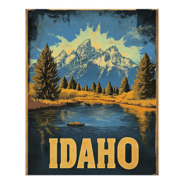Póster Idaho Viagens vintage (Frente)