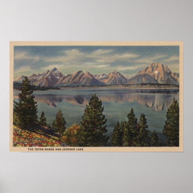 Póster Idaho - Vista do lago Teton Range & Jackson (Frente)