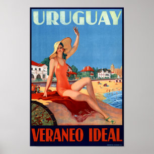 Poster ideal das viagens vintage de Uruguai