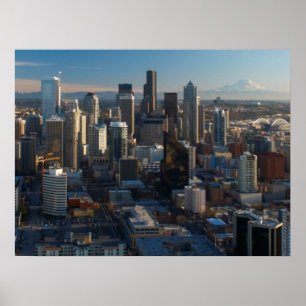 Póster Ideia aérea da skyline da cidade de Seattle