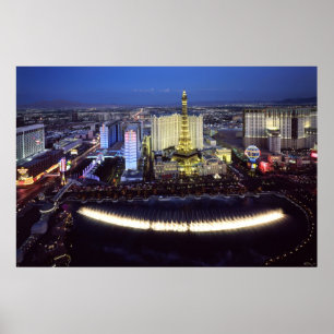 Póster Ideia aérea da tira de Las Vegas na noite